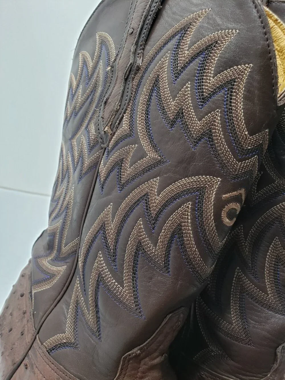 Cavender's Brown Full Quill Ostrich Leather Square Toe Size 9EE Cowboy Boots